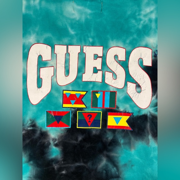 Y2K Guess Original Flag Tie Dye T-Shirt Large Streetwear Hip Hop Skateboarding - Picture 9 of 14